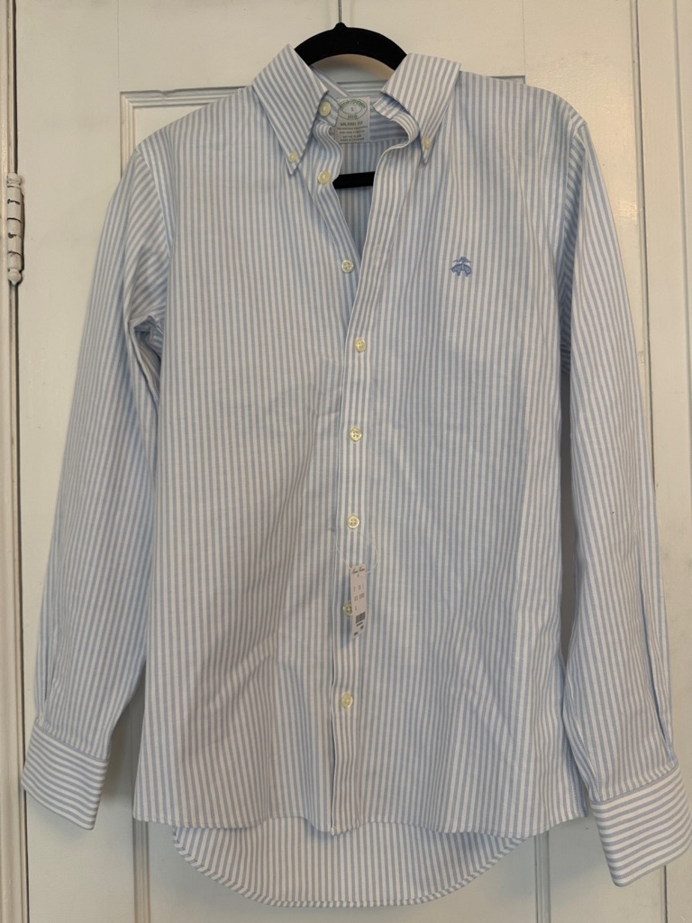 Brooks Brothers Light Blue and White Striped Button-Down Dress Shirt